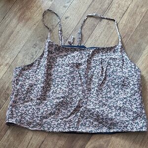 American Eagle Outfitters Pink and Black Floral Camisole Tie Back - L